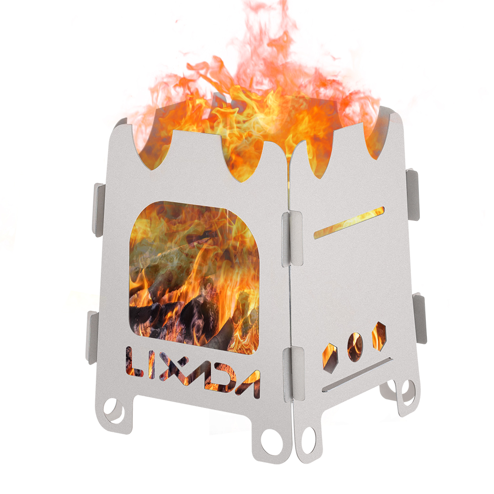 Outdoor Camping Stove Wood - Lixada kompor berkemah portabel Titanium/Stainless steel,
