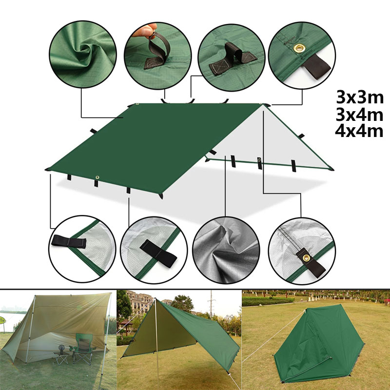Waterproof Tarp Shelter - 4x4m 4x3m 3x3m 19 titik gantung