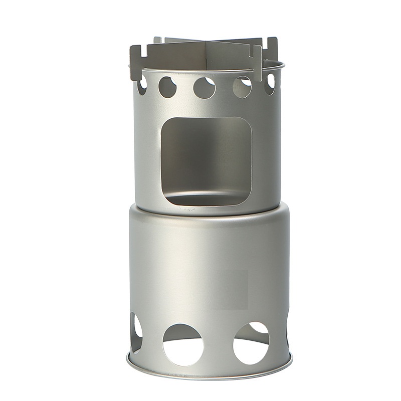 Outdoor Camping Stove Wood - Kompor Kayu Titanium Kecil untuk Berkemah,