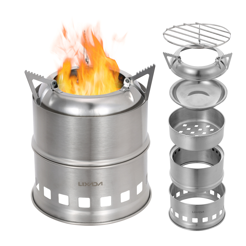 Outdoor Camping Stove Wood - Lixada kompor kayu Stainless Steel, kompor