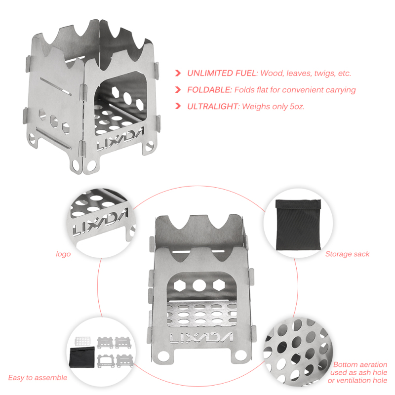 Lixada kompor berkemah portabe - Outdoor Camping Stove Wood ulasan dan harga