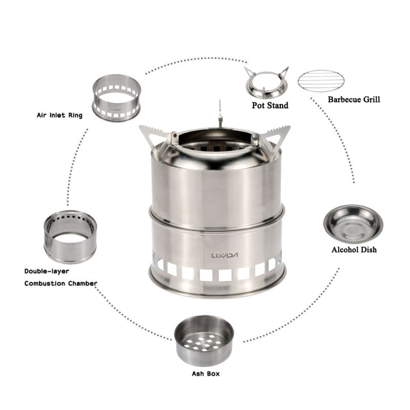 Lixada kompor kayu Stainless S - Outdoor Camping Stove Wood ulasan dan harga