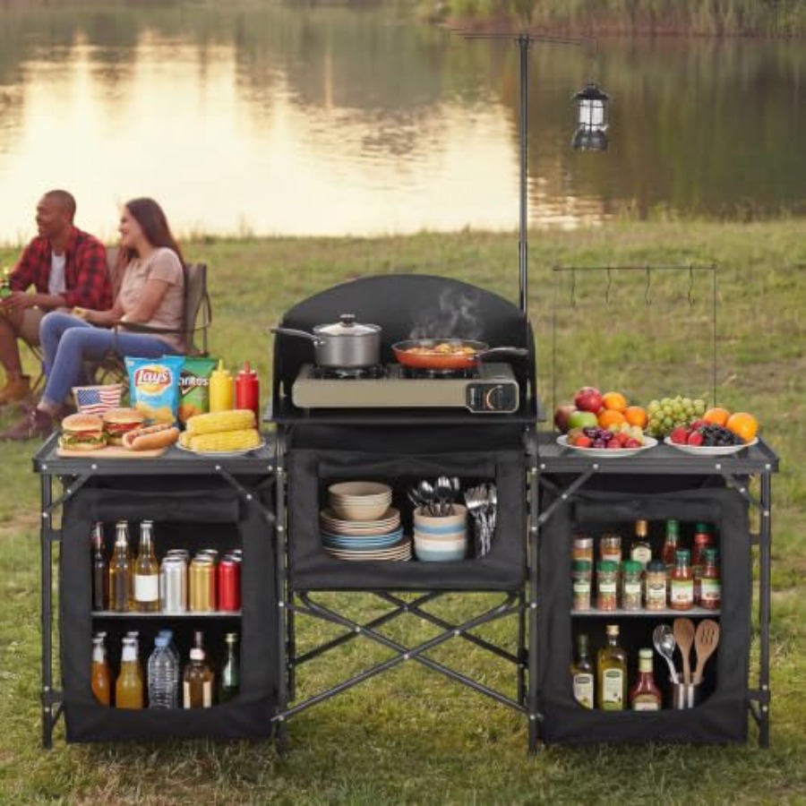 Meja Lipat untuk Berkemah, Mej - Outdoor Camping Kitchen Setup ulasan dan harga
